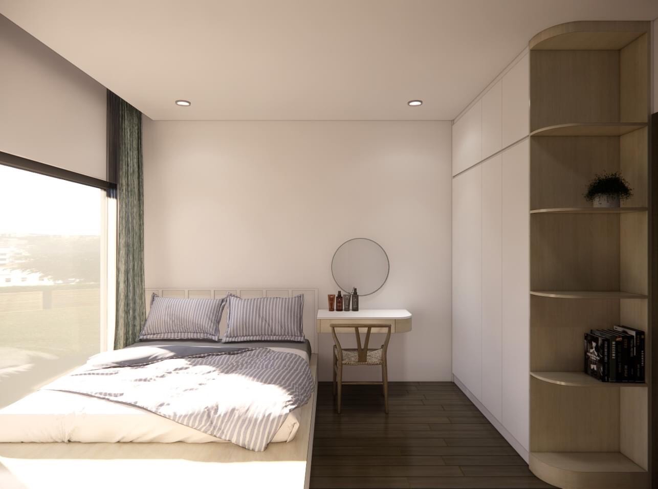 Thiết kế giường ngủ dạng bục cho không gian nhỏ