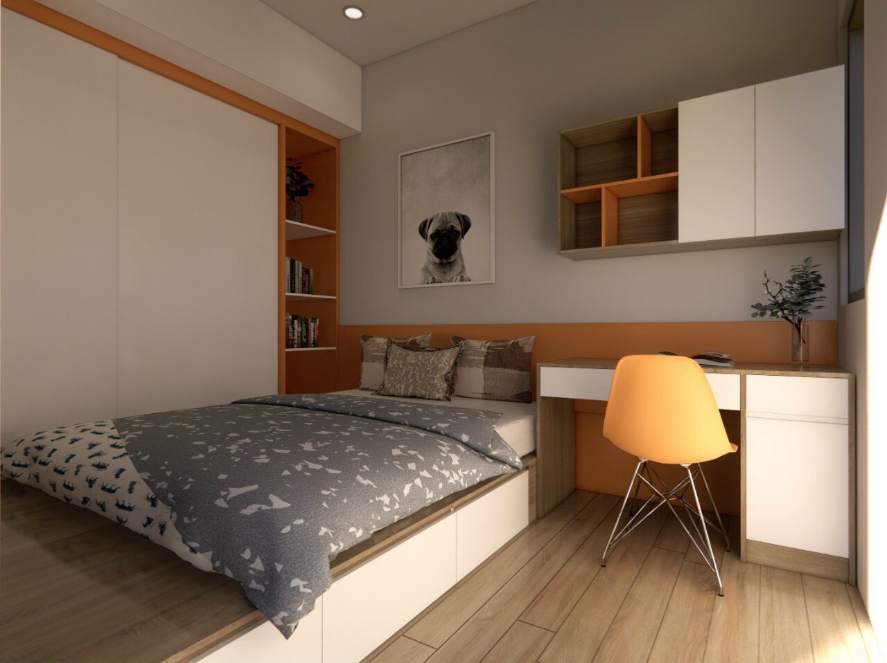 Giường bục thiết kế tối ưu không gian phòng ngủ nhỏ
