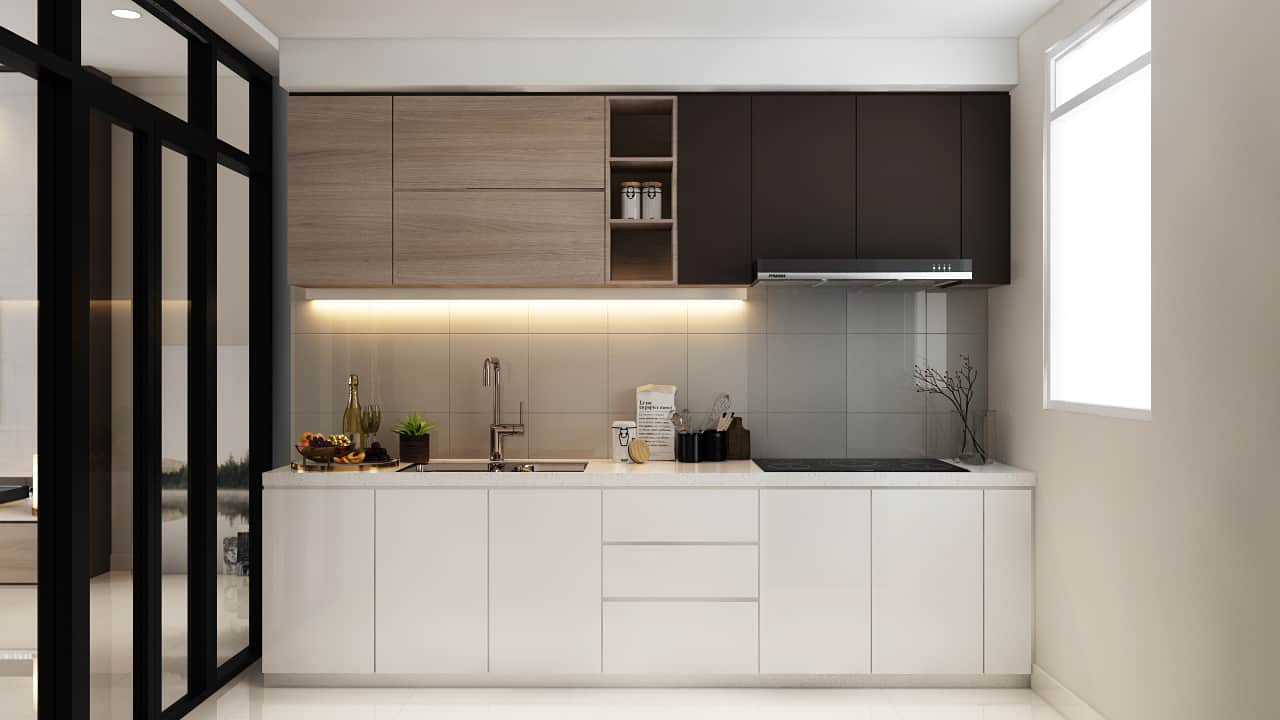 Tủ bếp nhỏ gọn cho không gian hẹp